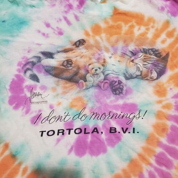 Tye Dye Spiral Shirt Size Medium Bob Harrison Kitten 😸 Shirt Cat Shirt - Picture 2 of 4